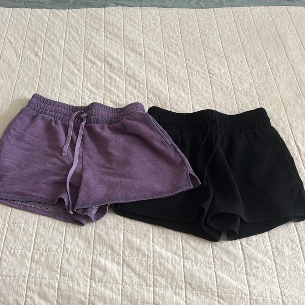 Purple and black cotton shorts